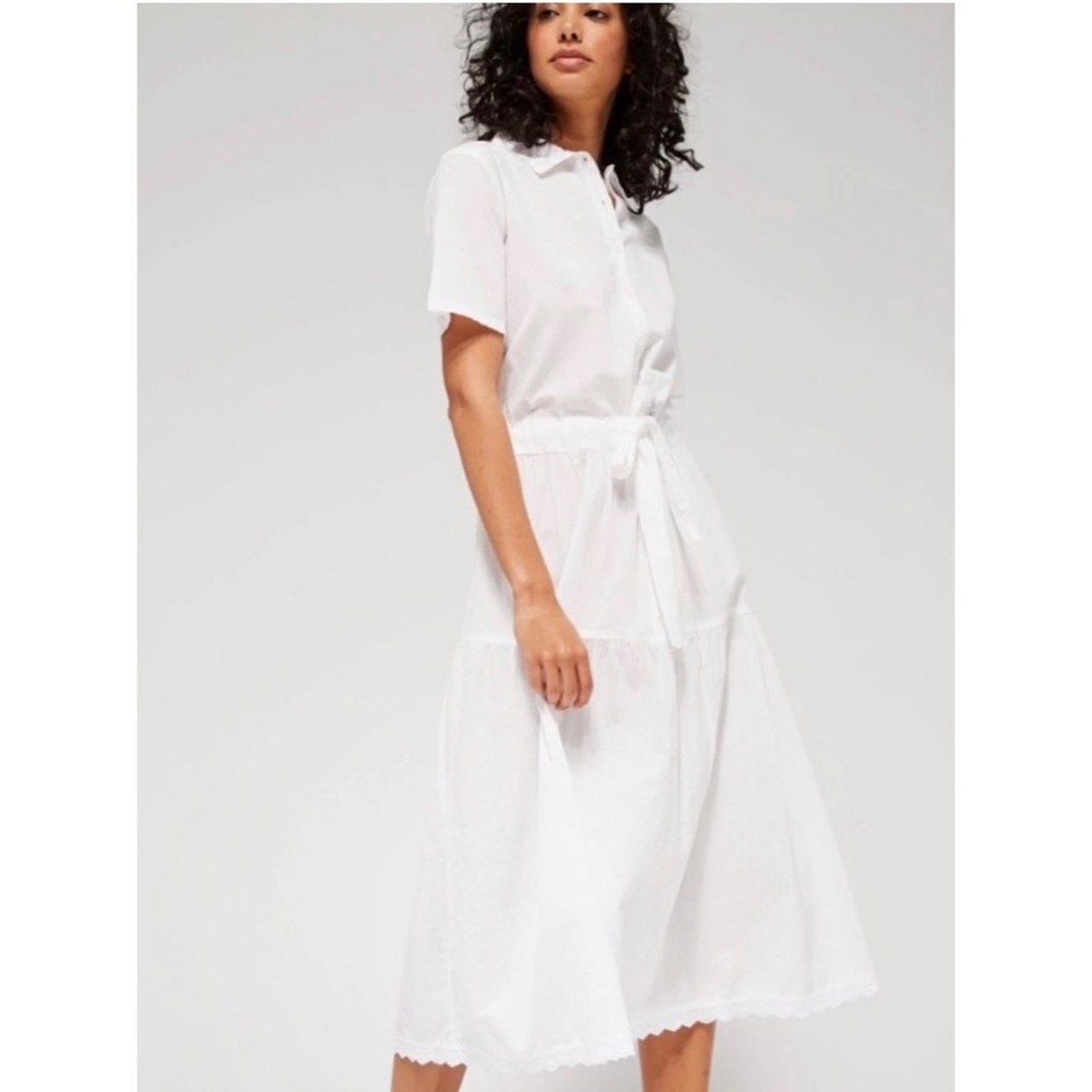 NEW LACAUSA Summer Dress Collar White